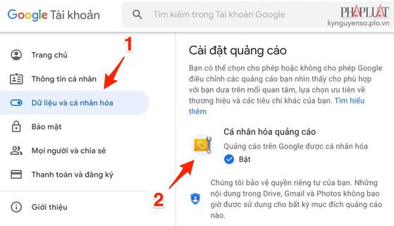 Truy cập vào phần cài đặt tài khoản Google. Ảnh: MINH HOÀNG