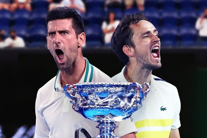 Medvedev (phải) sẵn sàng đua số 1 cùng Djokovic (trái)