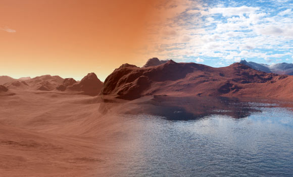 Sao Hỏa nay và vài tỉ năm trước - Ảnh đồ họa từ NASA