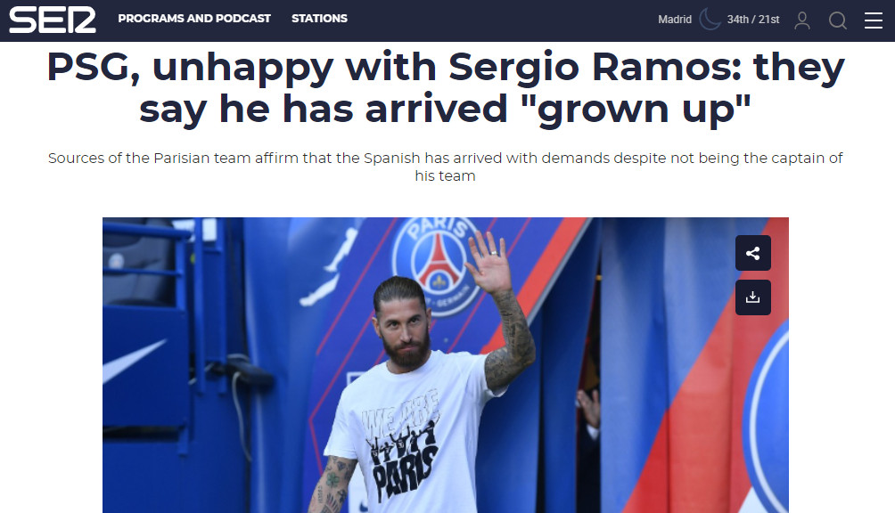 Thông tin trên tờ&nbsp;El Larguero về Ramos
