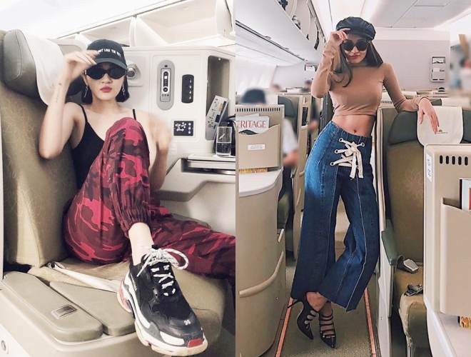 Bảo Anh cũng lựa chọn phong các giản dị, thoải mái khi ra sân bay.