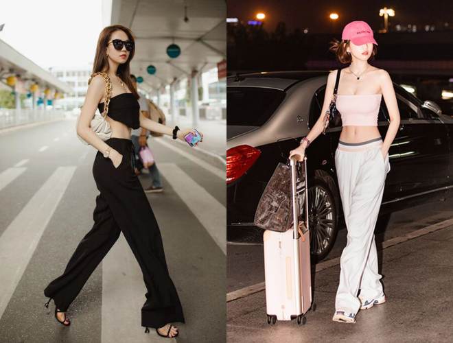 "Trùm cuối" phải kể đến Ngọc Trinh với phong cách thời trang cá tính, hiện đại mỗi khi ra sân bay.