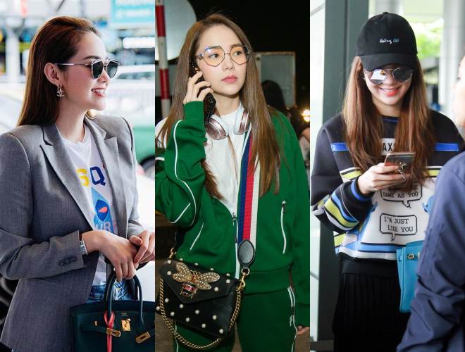 Có không ít người đẹp như Minh Hằng lại biến sân bay thành sàn diễn thời trang với phong cách đơn giản nhưng ấn tượng.