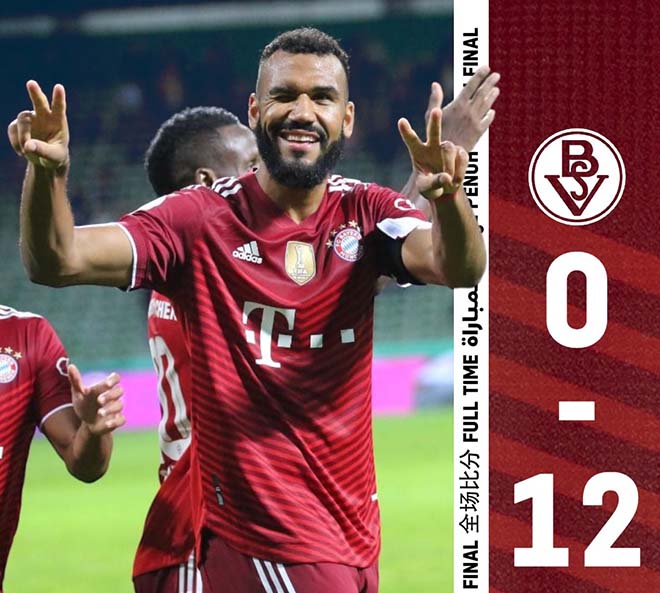 Choupo-Moting lập poker trong ngày Bayern đại thắng 12-0