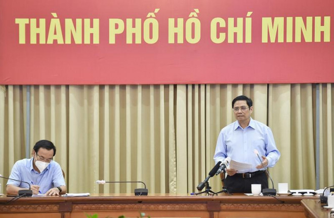 Thủ tướng Phạm Minh Chính phát biểu kết luận buổi làm việc. Ảnh: VGP