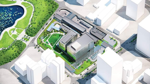 Mô hình thiết kế khu phức hợp đại sứ quán mới của Mỹ nằm trên đường Phạm Văn Bạch, quận Cầu Giấy, Hà Nội. Ảnh: EYP Architecture & Engineering.