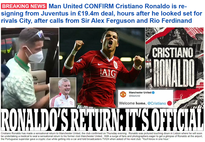 Tờ DailyMail nêu bật vai trò của&nbsp;Sir Alex và&nbsp;Rio Ferdinand