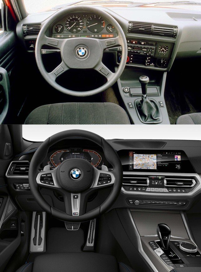 Thay đổi lớn nhất của BMW 3-Series là mặt đồng hồ analog cổ điển được thay bằng đồng hồ kỹ thuật số