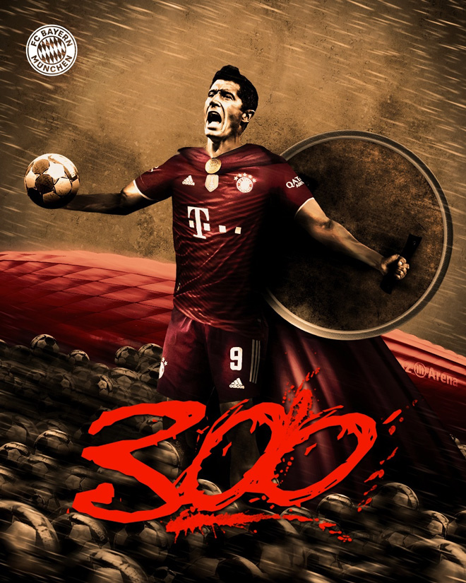 Lewandowski cán mốc 300 bàn cho Bayern Munich