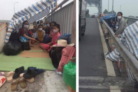 Từ Hà Nội cố tình về quê, hàng chục người phải ăn ngủ trên cầu