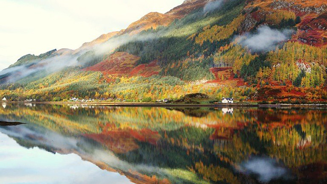 Cao nguyên - Scotland: Tuy du khách thường hay tới đây vào mùa hè, nhưng sắc vàng từ những chiếc lá cũng là một cảnh tượng không thể bỏ qua ở nơi này.
