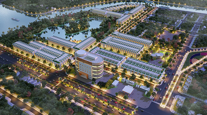 Phối cảnh dự án đất nền Mario Starlight về đêm.