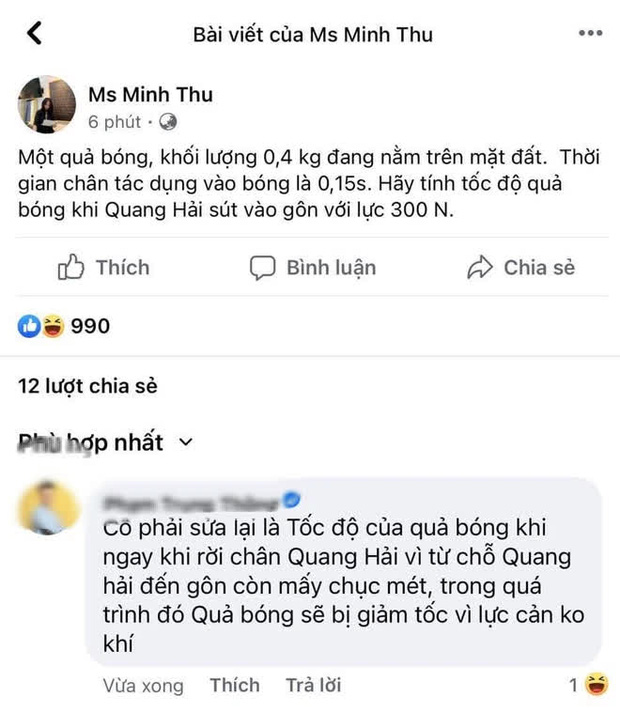 Ra đề theo bàn thắng Quang Hải, "cô giáo" Minh Thu bị soi ra 1 chi tiết nhầm lẫn - 1