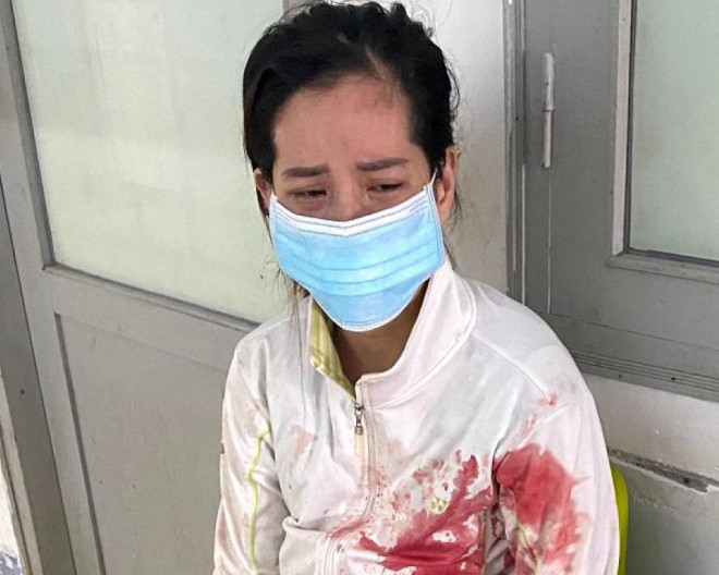 Bà Tôn Thị Ngọc Ngà tại cơ quan công an