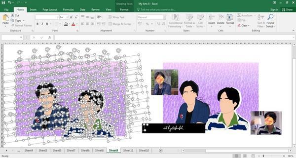 Chỉ dùng bảng tính Excel mà tạo được đủ kiểu tranh đẹp, cô gái khiến cư dân mạng “ngả mũ” - 6