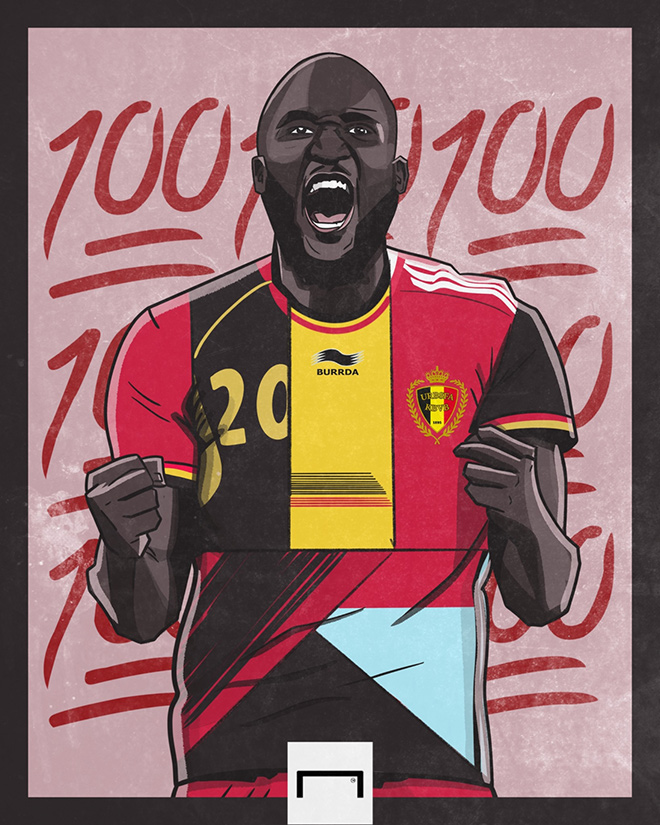 Lukaku có trận đấu 100 cho đội tuyển Bỉ.