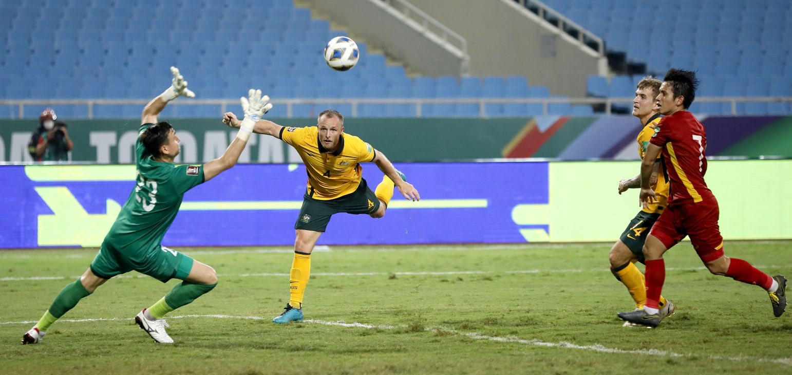 Đội tuyển Australia có chiến thắng sát nút 1-0 trước đội tuyển Việt Nam tại lượt trận thứ 2, vòng loại thứ 3, World Cup 2022. Ảnh: AFC