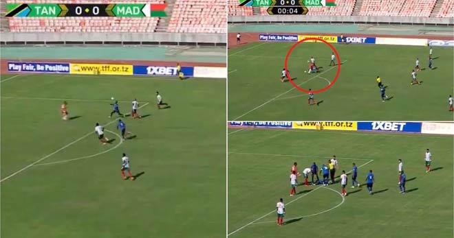 ĐT Madagascar bị phạt đền sau chỉ 4 giây kể từ lúc khai cuộc trận đấu với đội chủ nhà Tanzania ở vòng loại World Cup 2022