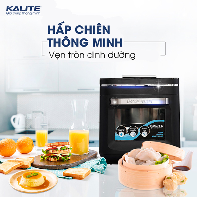 Nồi chiên hơi nước Kalite Steam X với chức năng hấp & chiên thông minh không chỉ giúp món ăn thơm ngon trọn vị mà còn vẹn tròn dinh dưỡng