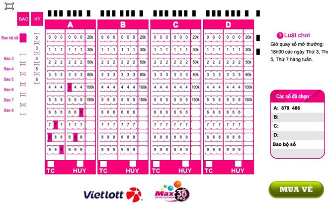 Màn hình mua vé Max 3D Pro để dò thử.