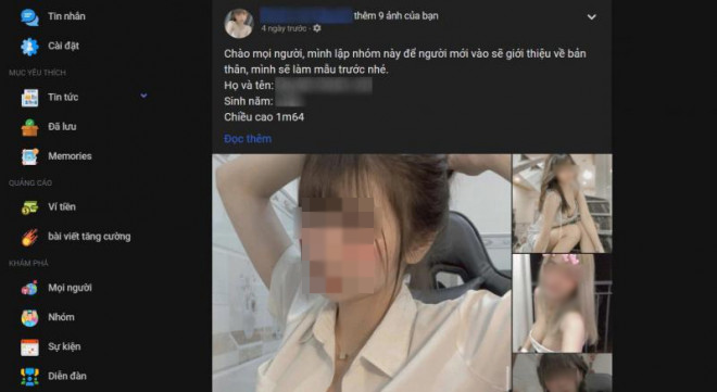Một cô gái tự “chào hàng” trên mạng xã hội.