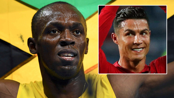 Bolt (trái) tin rằng Ronaldo (phải) đủ sức thi đấu tới năm 42 tuổi