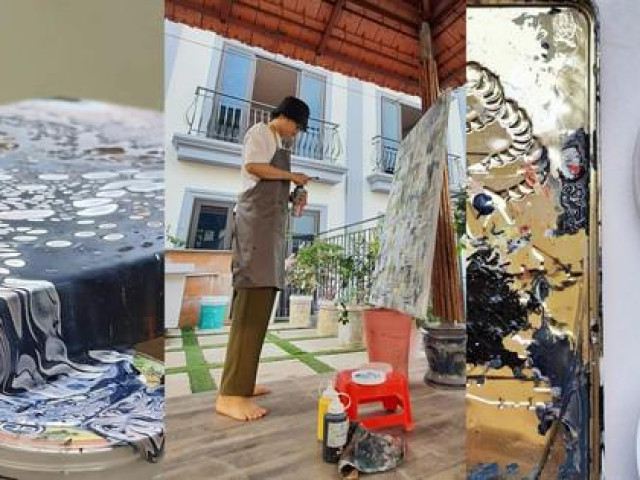 Bạn trẻ - Cuộc sống - Tranh trừu tượng được vẽ từ… rác