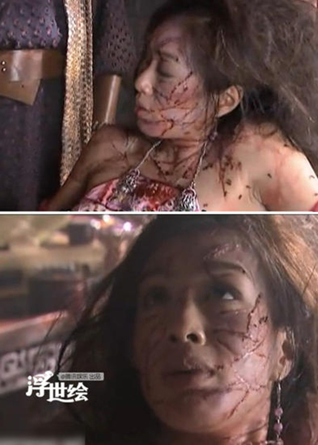 Phân cảnh bị hủy hoại nhan sắc của nhân vật do Chung Lệ Đề thủ vai.