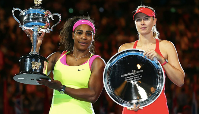 Khi không còn cạnh tranh trên sân tennis, Serena (trái) và Sharapova (phải) có thể trở thành bạn tốt