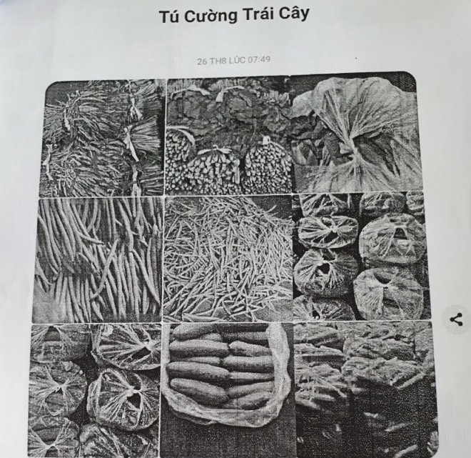 Hình ảnh rau củ quả mà Facebook "Tú Cường trái cây" dùng để chào hàng với chị N. Ảnh: Công an Ninh Kiều