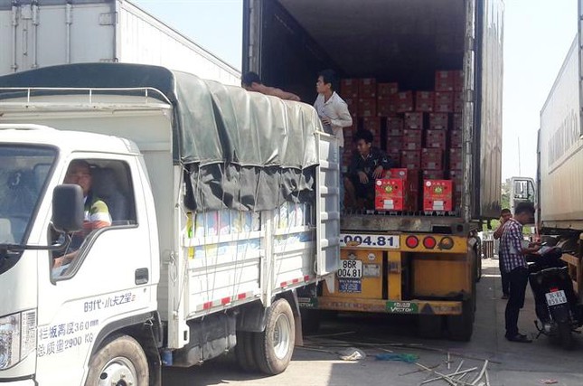 Hiện các xe chở thanh long của Việt Nam sang Trung Quốc đều được kiểm tra 100%