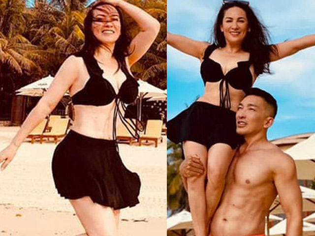 Đời sống Showbiz - Sao nữ U50 diện bikini nóng bỏng được trai đẹp 6 múi bế bổng cười tươi rói thế này