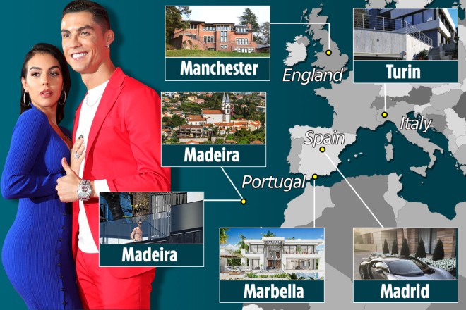 Ronaldo sở hữu nhiều bất động sản trên thế giới, với tổng giá trị 21,8 triệu bảng