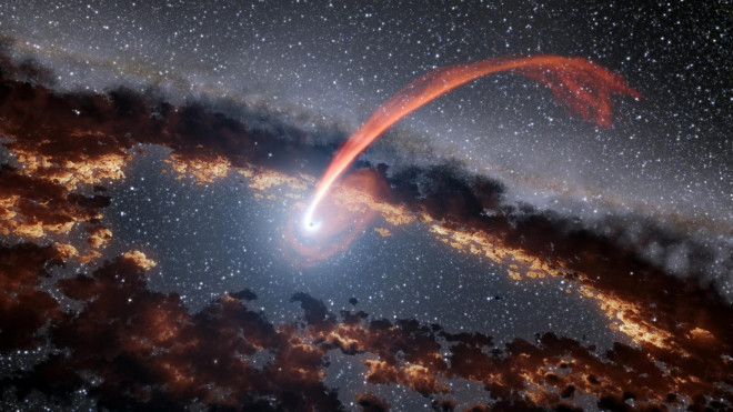Tia sáng từ ngôi sao bị xé vụn trước khi bị lỗ đen nuốt chửng. Ảnh: NASA