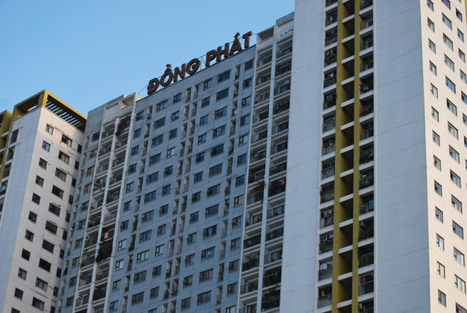 Chung cư Đồng Phát (Hoàng Mai, Hà Nội) - nơi vừa phát hiện 4 bệnh nhân Covid-19 cùng nhà