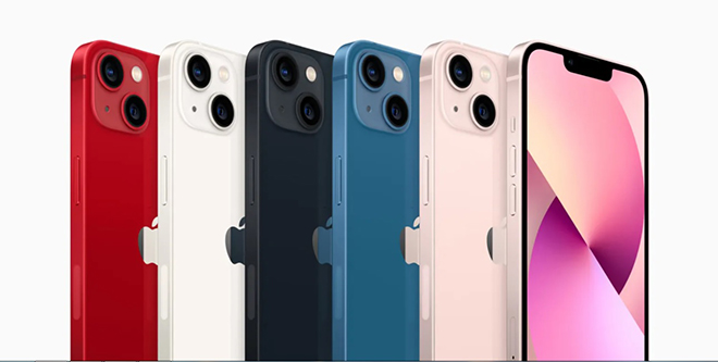 Các tùy chọn màu của iPhone 13.