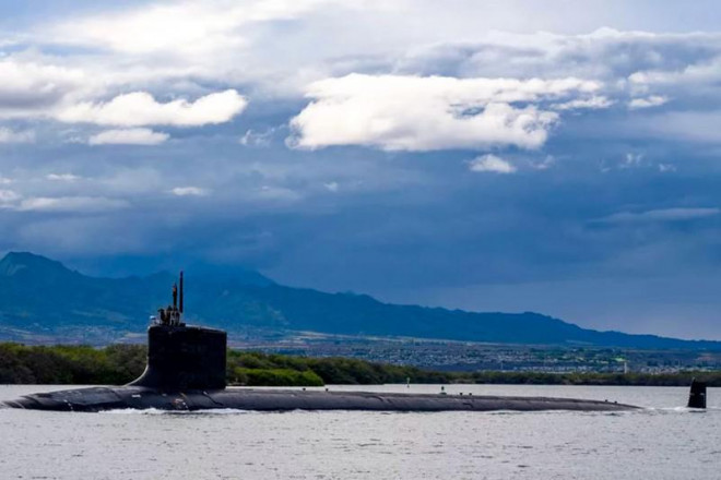 Tàu ngầm USS Missouri, một trong những tàu ngầm hạt nhân của hải quân Mỹ, tại vùng biển Hawaii đầu tháng 9. Ảnh: US NAVY/AP