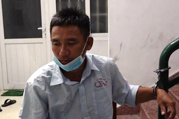 Nguyễn Hoàng Quốc tại cơ quan công an.