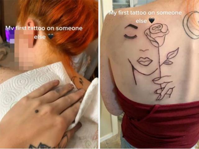Bạn trẻ - Cuộc sống - Clip: Cô gái khoe thành quả lần đầu làm thợ xăm khiến dân mạng “hết hồn”