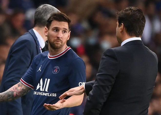 Messi không vui khi bị HLV Pochettino rút ra sân sớm ở trận PSG - Lyon