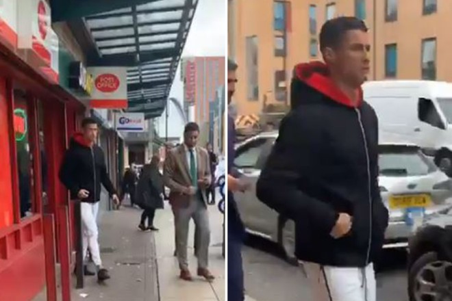 Ronaldo "gây sốt" khi xuất hiện tại một con phố ở Manchester