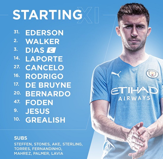 Đội hình xuất phát của Man City