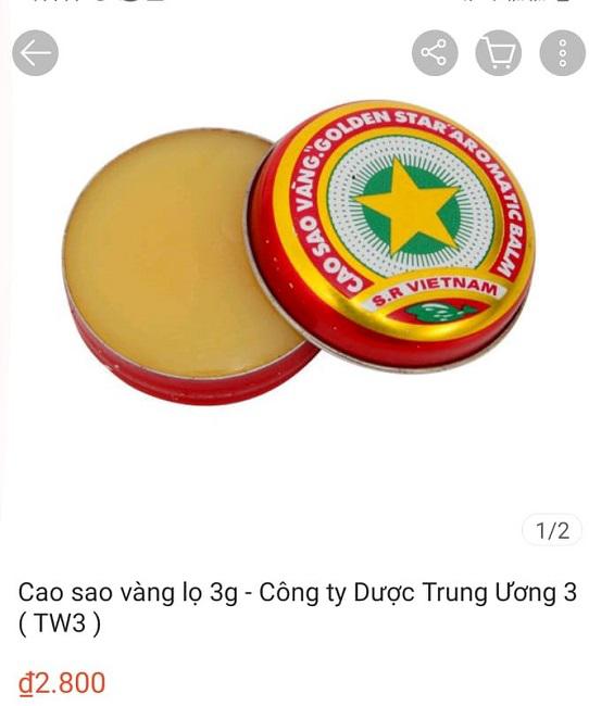 Trên trang thương mại điện tử tại Việt Nam, cao Sao Vàng được niêm yết với giá chỉ 2.800 đồng/hộp - Ảnh chụp màn hình.