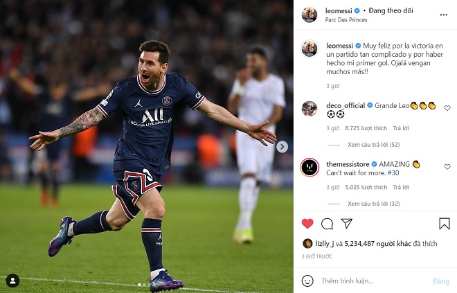 Messi chia sẻ khoảnh khắc ăn mừng bàn thắng vào lưới Man City