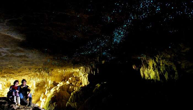 Tham quan các hang động phát sáng ở Waitomo, New Zealand: Hang động Waitomo ở New Zealand trông giống như một xứ sở thần tiên với hàng nghìn con sâu phát sáng soi rọi những góc tối. Một chuyến đi thuyền qua Waitomo sẽ làm bạn say đắm. 
