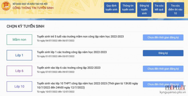 Cách đăng ký trực tuyến vào trường mầm mon, lớp 1, lớp 6 và lớp 10 - 3