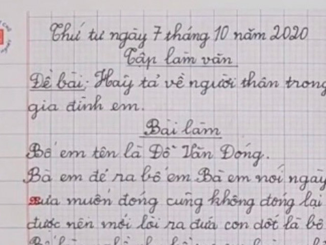 Giáo dục - du học - Chết cười với bài văn tả người thân của bé lớp 4: "Bà kể ngày xưa KHÔNG ĐÓNG LẠI ĐƯỢC nên mới TÒI ra đứa con dốt là bố em"