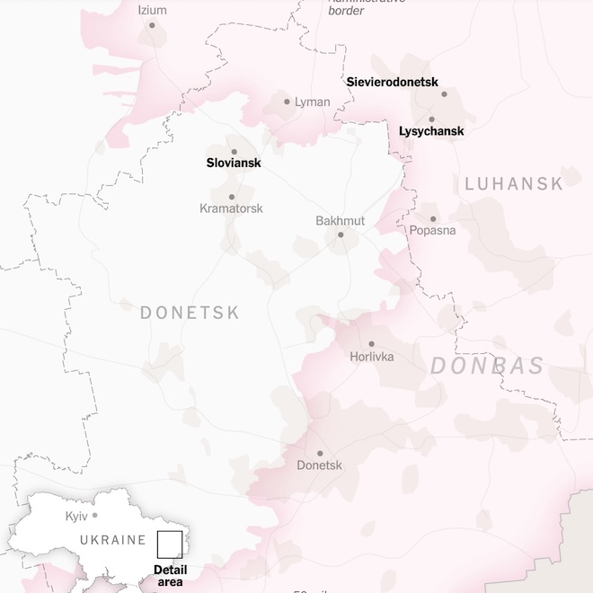 Để kiểm soát hoàn toàn tỉnh Donetsk, quân đội Nga sẽ phải vượt qua 3 trở ngại lớn nhất là Sloviansk, Kramatorsk và Bakmut.