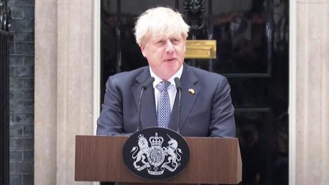 Thủ tướng Anh Boris Johnson tuyên bố từ chức hôm 7-7. Ảnh: Sky News