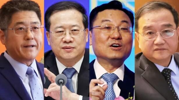 Các ông Le Yucheng, Ma Zhaoxu, Xie Feng và Deng Li (lần lượt từ trái sang phải). Ảnh - Reuters